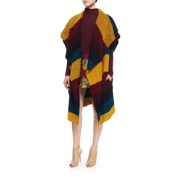 Alice + Olivia Muriel Striped Wool Oversized Vest Shawl Size M/L - Picture 1 of 13